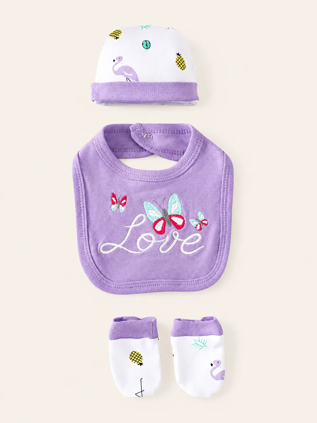 Conjunto Bebê Flamingo Lilás 8 Peças