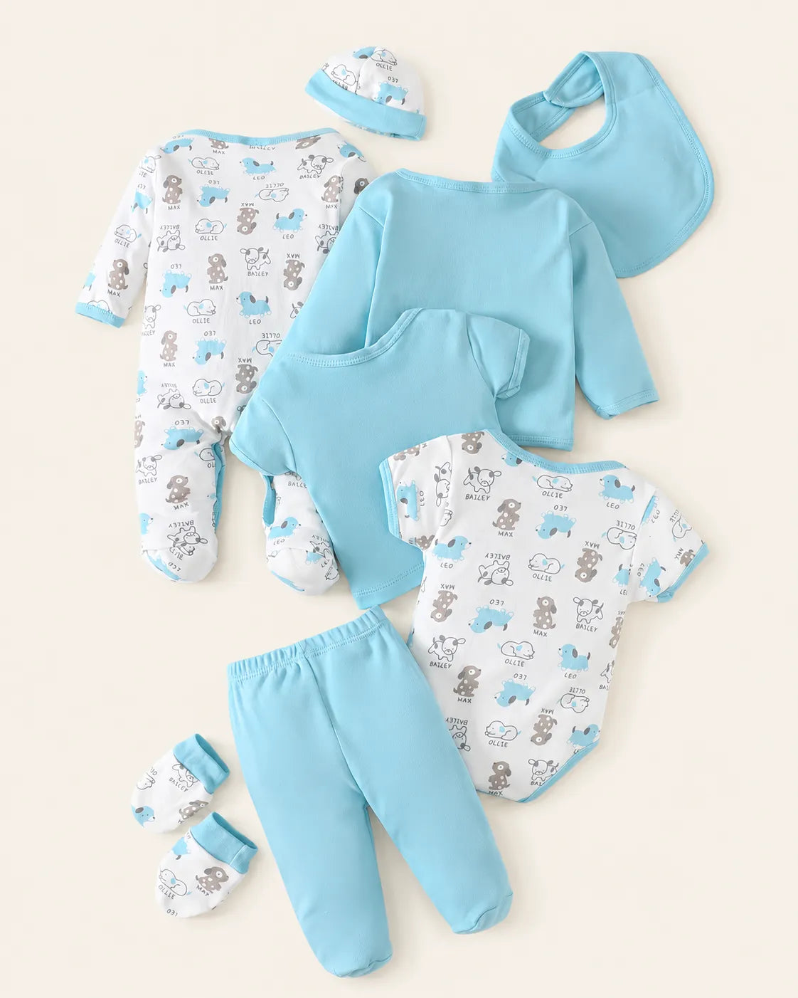 Conjunto Bebê Azul Doguinho 8 Peças