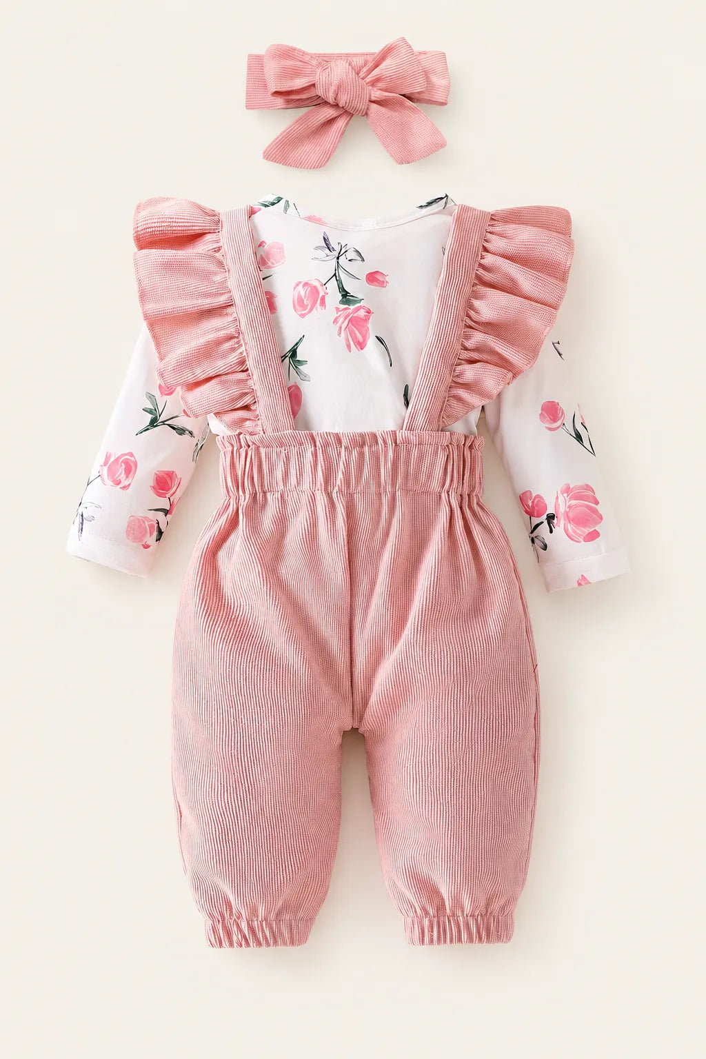 Conjunto Bebê Gatinha Jardim Rosa 3 Peças