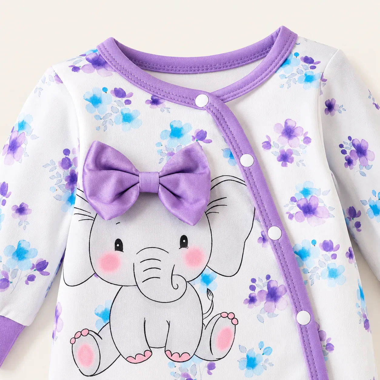 Macacão Bebê Elefantinha Floral com Touca