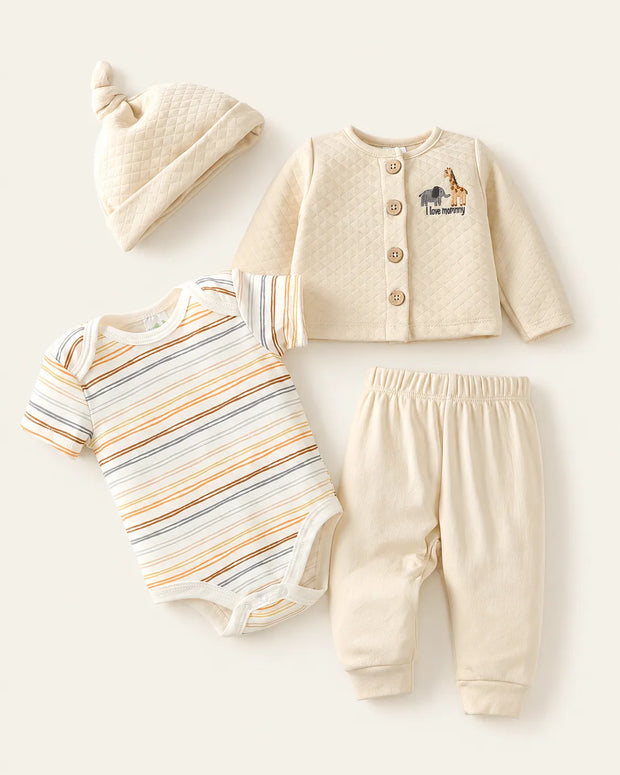 Conjunto Bebê Safari Neutro 4 Peças