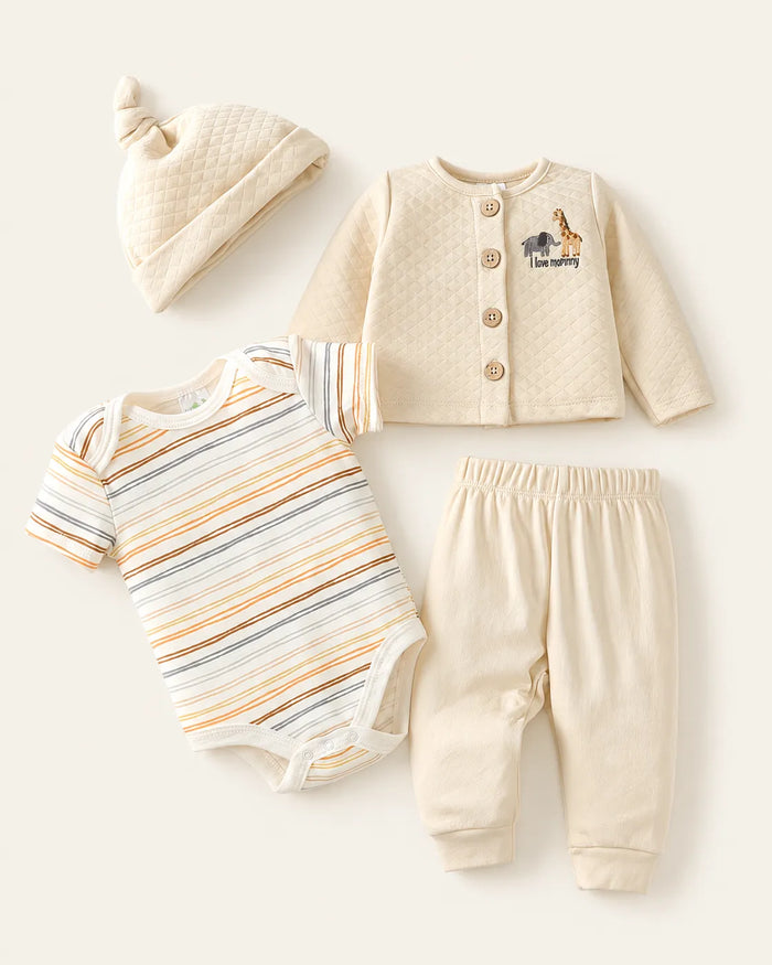 Conjunto Bebê Safari Neutro 4 Peças