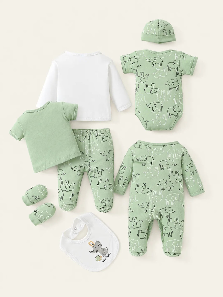 Conjunto Bebê Elefantinho Verde 8 Peças