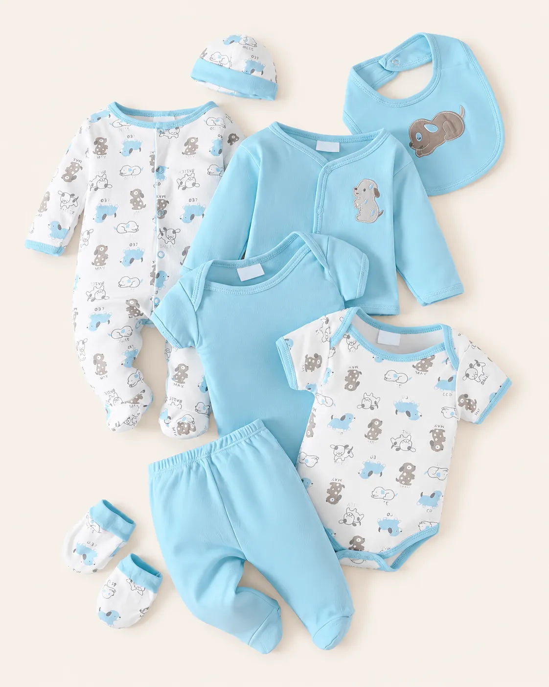 Conjunto Bebê Azul Doguinho 8 Peças