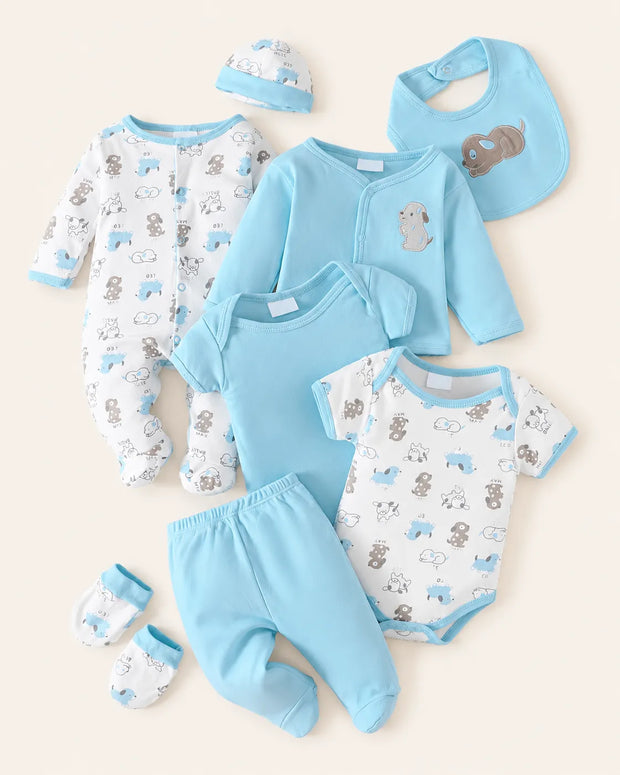 Conjunto Bebê Azul Doguinho 8 Peças